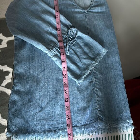 Rails Zimi Linen Blend Denim Blouse with Frayed Hem in Medium Vintage Wash Small - Picture 6 of 12